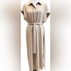 DKNY Button Down Tie Maxi Dress Size 10